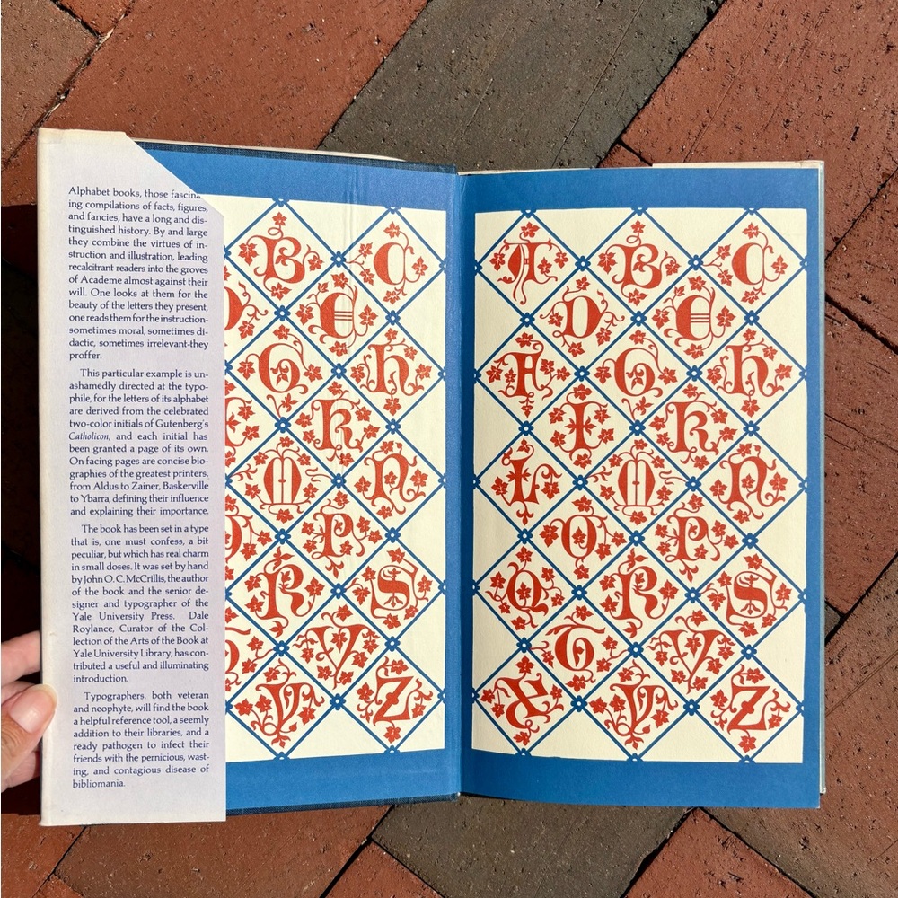 Inscribed 1974 Printers Abecedarium Alphabet Calligraphy Yale John O C McCrillis